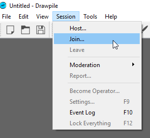 Session dropdown with join hovering